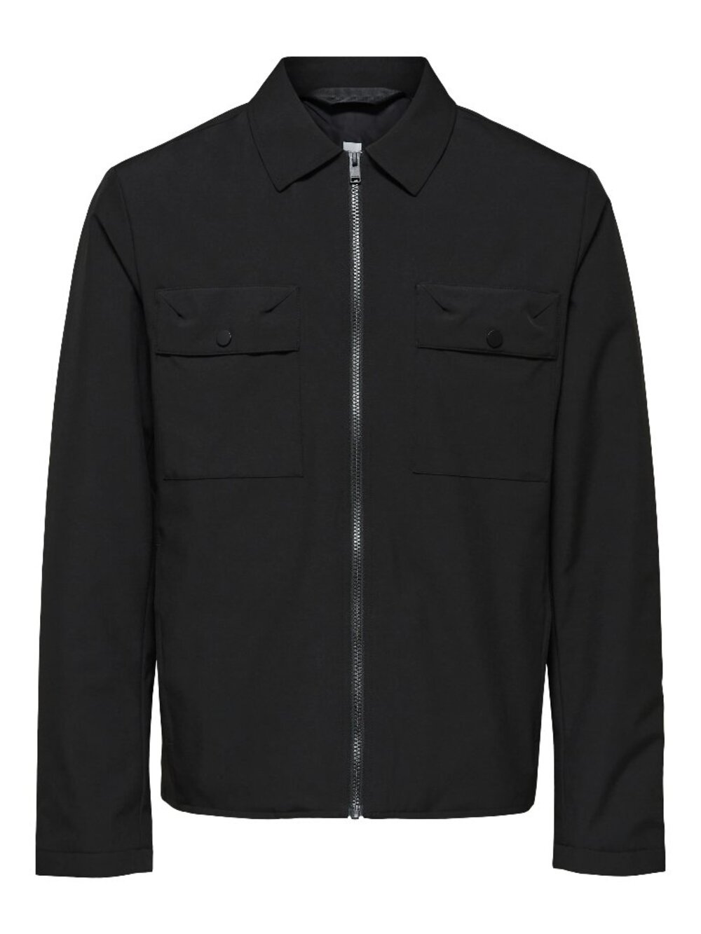 Selected Homme Black Zip Up Jacket With Double Chest Pockets/5803